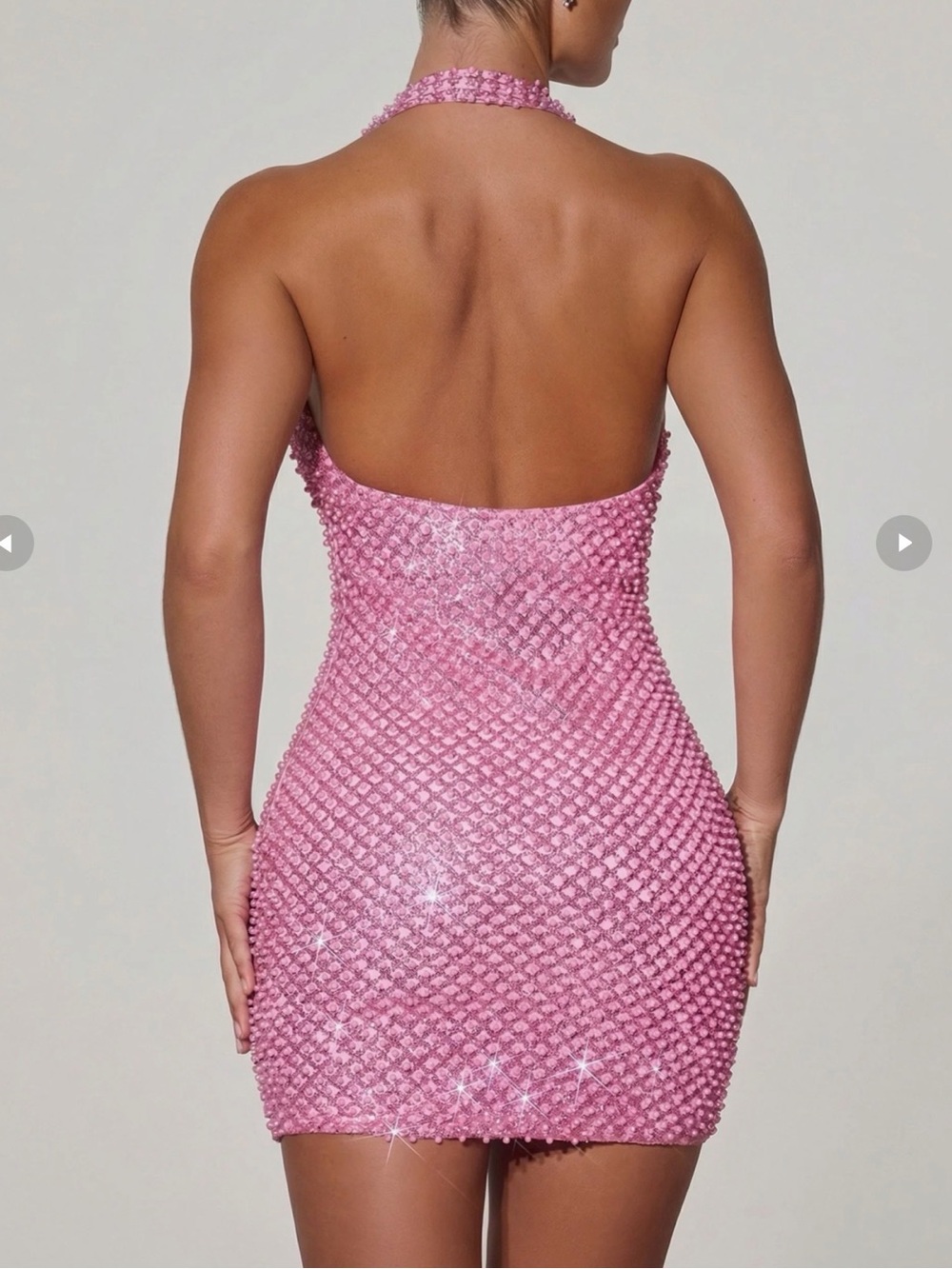 Oh Polly Embellished Heart-Detail Cowl-Neck Mini Dress in Pink - Picture 2 of 5